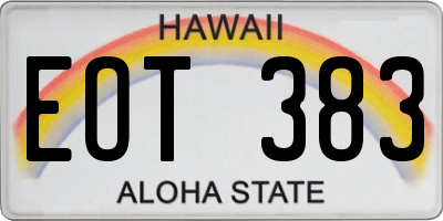 HI license plate EOT383