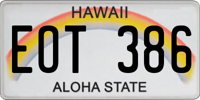 HI license plate EOT386