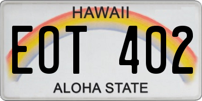 HI license plate EOT402
