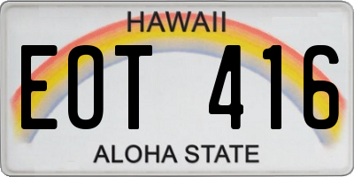 HI license plate EOT416