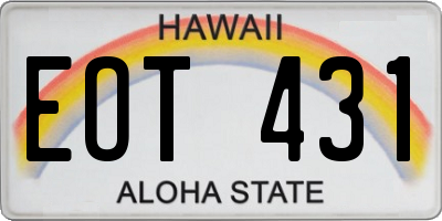 HI license plate EOT431