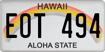 HI license plate EOT494