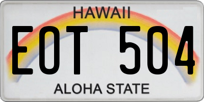 HI license plate EOT504