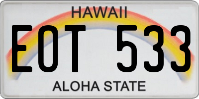 HI license plate EOT533