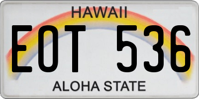 HI license plate EOT536