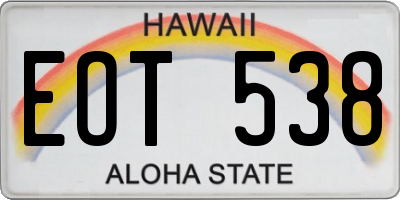 HI license plate EOT538