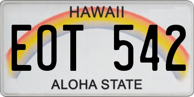 HI license plate EOT542