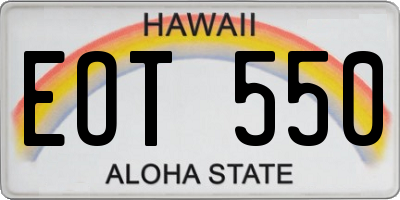 HI license plate EOT550