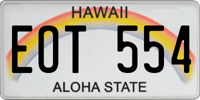 HI license plate EOT554