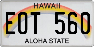 HI license plate EOT560
