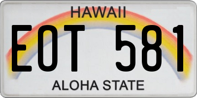 HI license plate EOT581