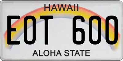 HI license plate EOT600