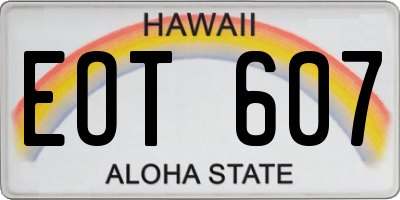 HI license plate EOT607