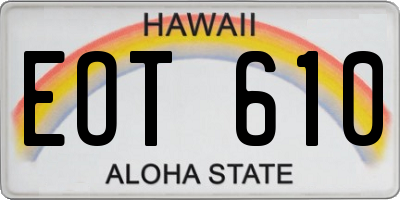 HI license plate EOT610