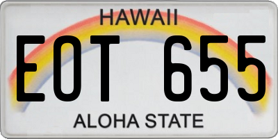 HI license plate EOT655