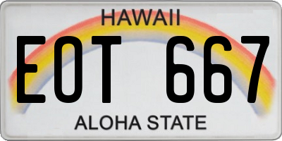 HI license plate EOT667