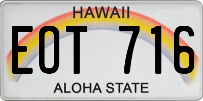 HI license plate EOT716