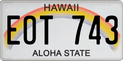 HI license plate EOT743