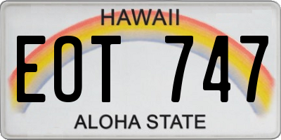 HI license plate EOT747