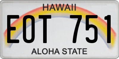 HI license plate EOT751