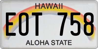 HI license plate EOT758