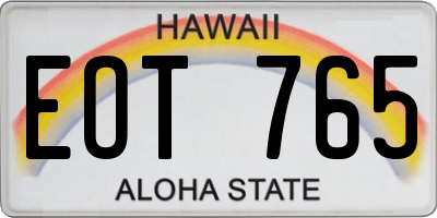 HI license plate EOT765