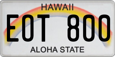 HI license plate EOT800