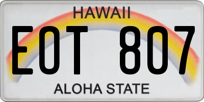HI license plate EOT807