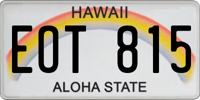 HI license plate EOT815