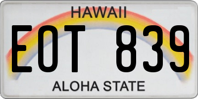 HI license plate EOT839