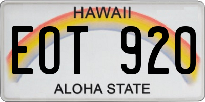 HI license plate EOT920