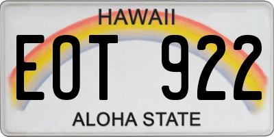 HI license plate EOT922