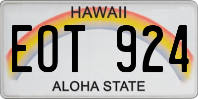 HI license plate EOT924