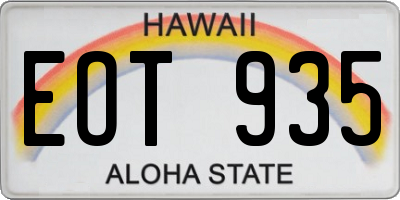 HI license plate EOT935