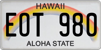 HI license plate EOT980