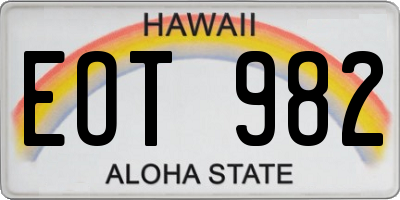 HI license plate EOT982
