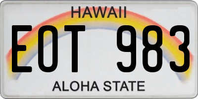 HI license plate EOT983