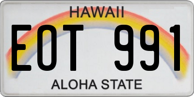 HI license plate EOT991