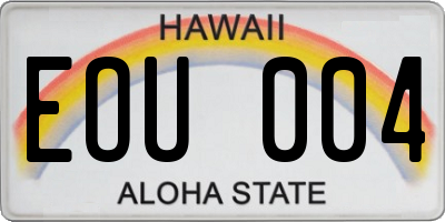 HI license plate EOU004