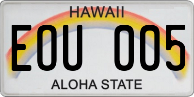 HI license plate EOU005