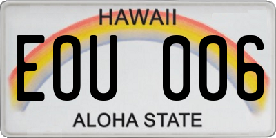 HI license plate EOU006
