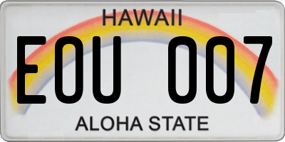 HI license plate EOU007
