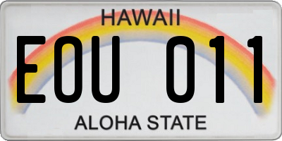 HI license plate EOU011