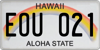 HI license plate EOU021