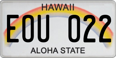 HI license plate EOU022
