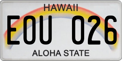 HI license plate EOU026