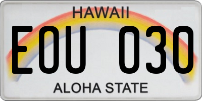HI license plate EOU030