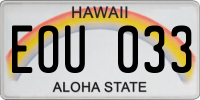 HI license plate EOU033