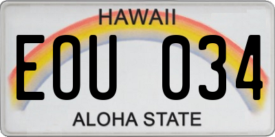 HI license plate EOU034
