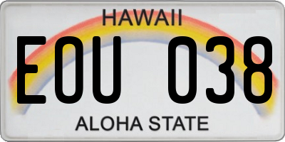 HI license plate EOU038